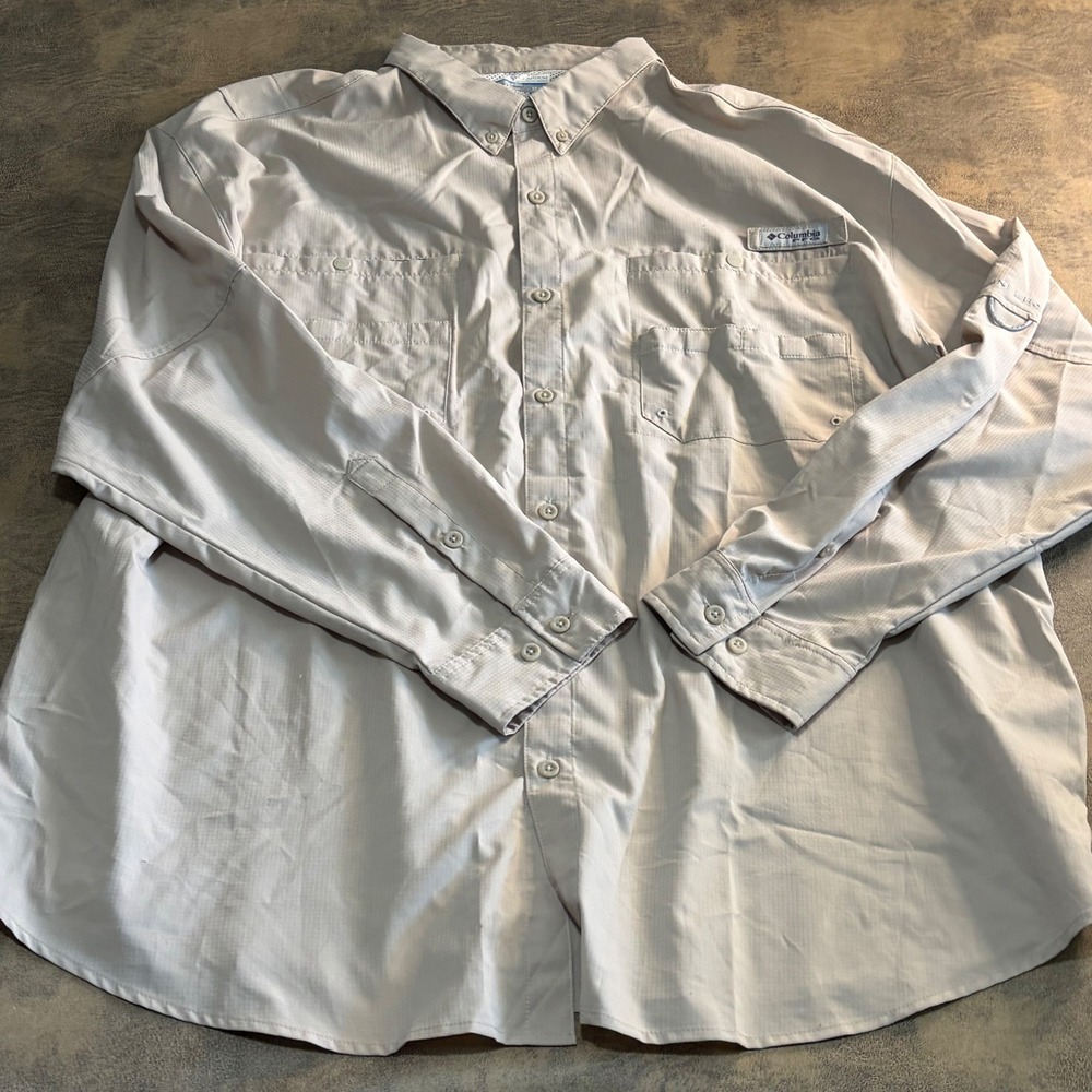 Columbia PFG Fishing Shirt Mens 3X Tan‎ Tahiami II Long Sleeve Vent 0923